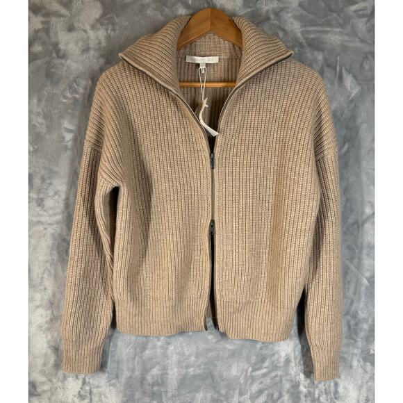 NWT Naked Cashmere Lyzy Full Zip Jacket Sweater S Beige Bomber Quiet Luxury $395 - Picture 5 of 9